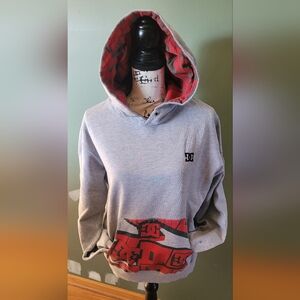 DC Red Sweater with Vibrant Hood and Stylish Detailing